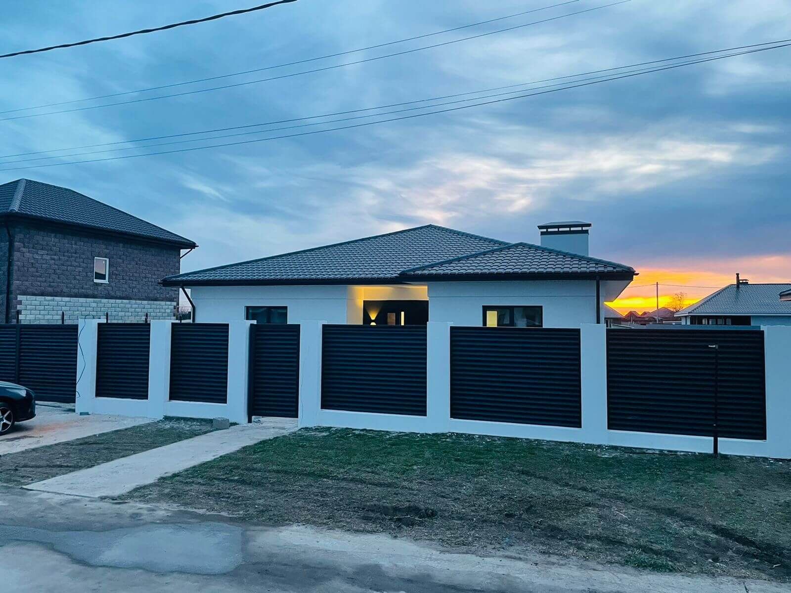 Забор из ламелей ЭКО-Z 34м RAL7024/7024 Серый Графит МАТТЕ двусторонний в Анапе