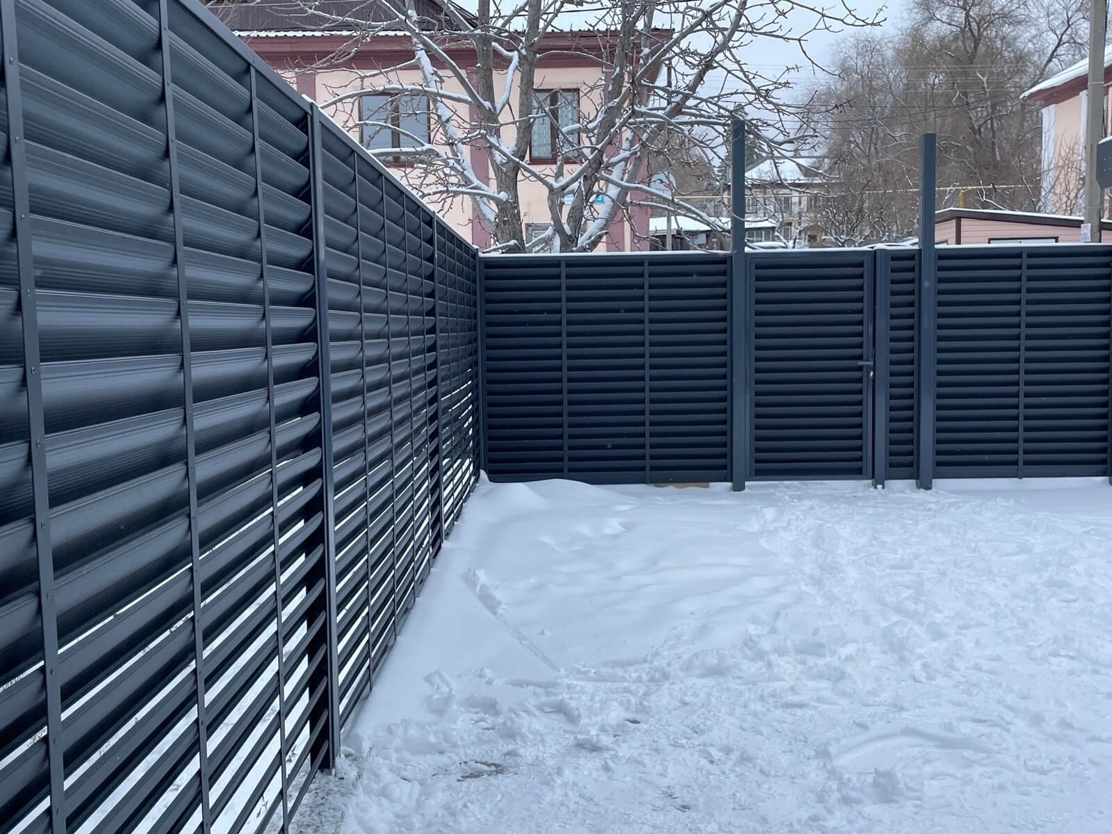 Забор-жалюзи 53м RAL7024/7024 Серый Графит двусторонний МАТТЕ фото 3 в Анапе