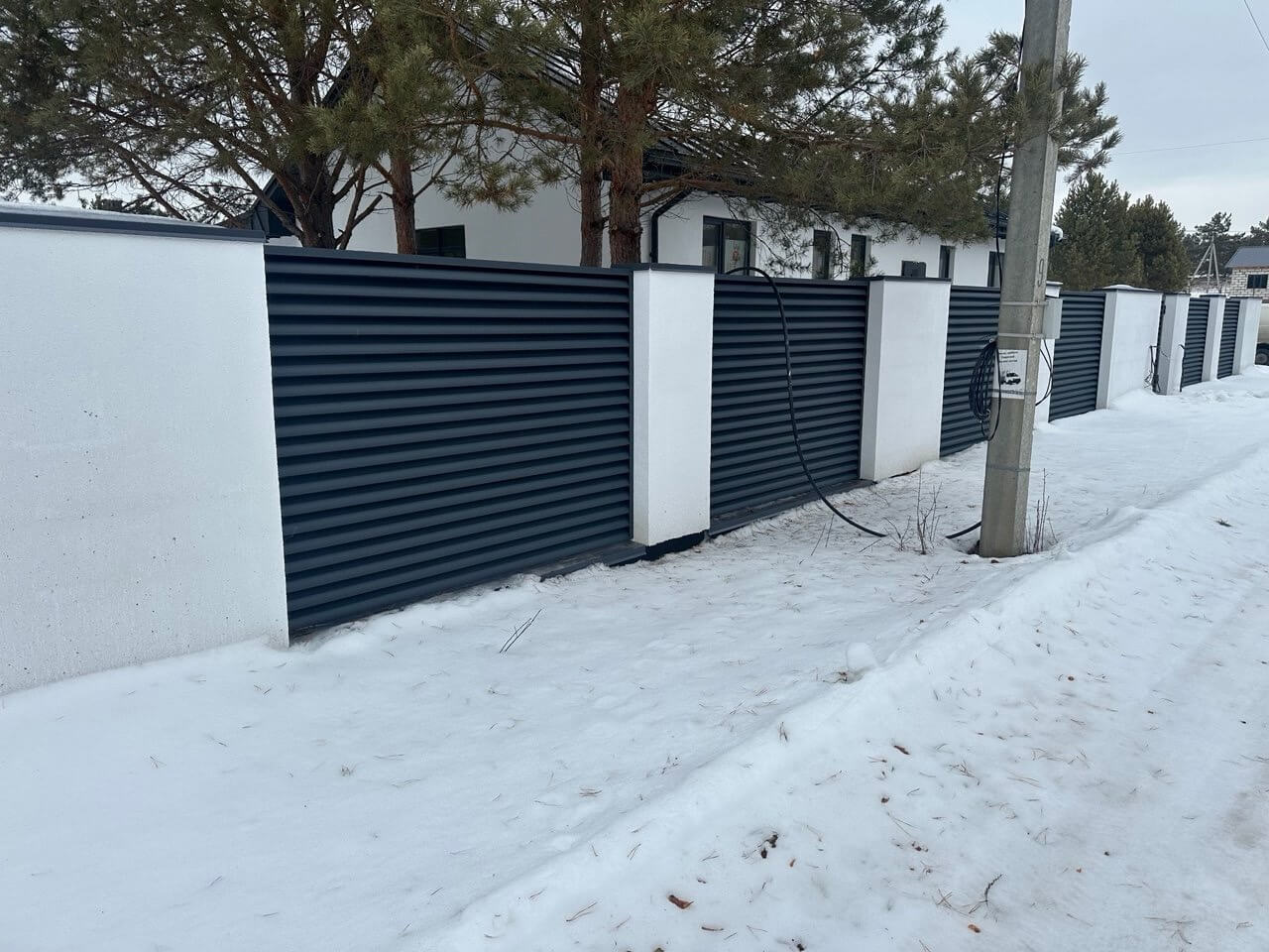 Забор-жалюзи 76м RAL7024/7024 Серый Графит двусторонний МАТТЕ фото 3 в Анапе